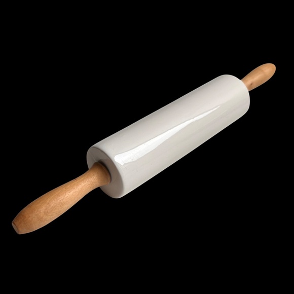 Ceramic Rolling Pin with Wood Handles "Just Roll With It" - Picture 4 of 7